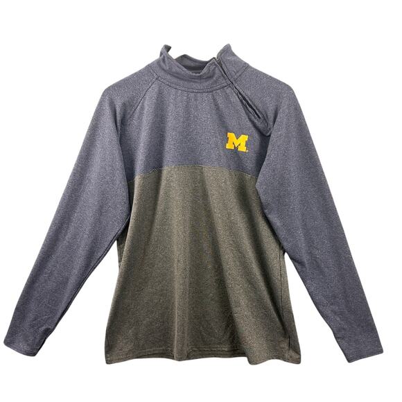 Michigan Wolverines Quarter Zip Pullover Gray Blue Rivalry Threads XL - Picture 1 of 9